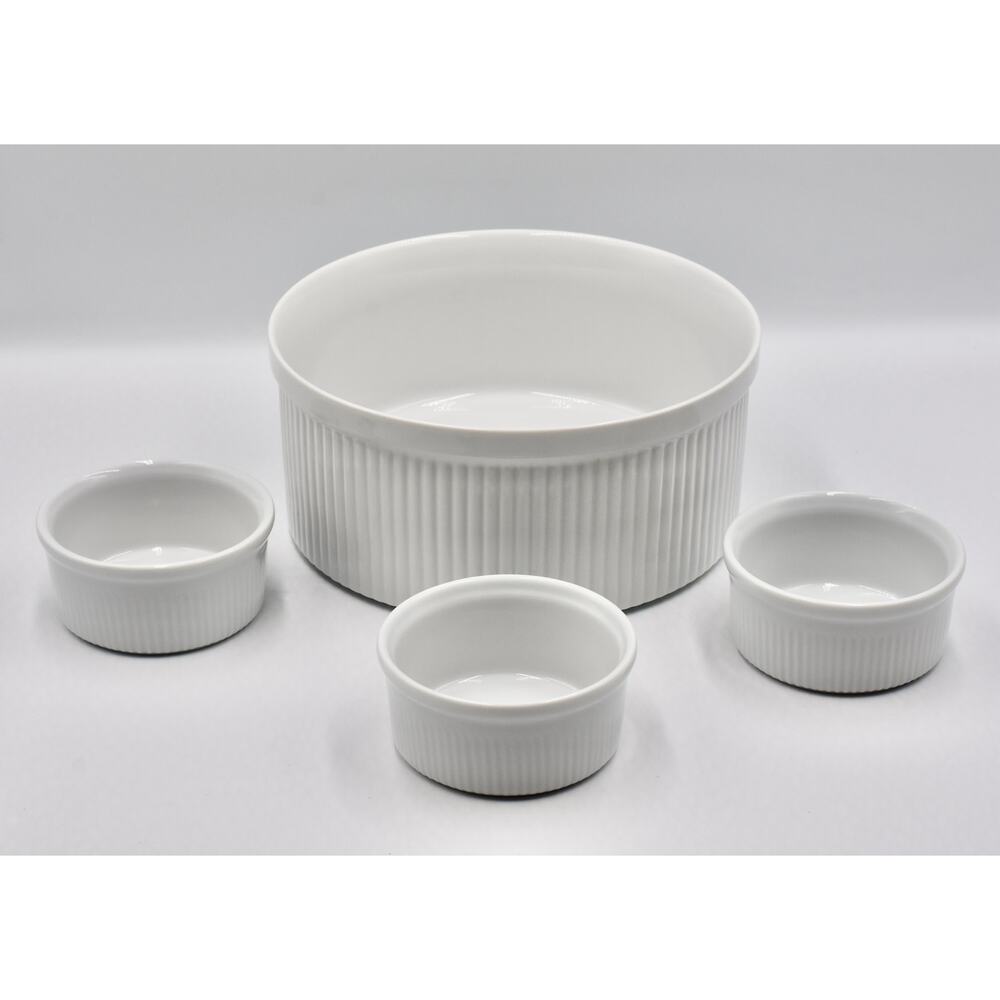 Dansk Bistro 4pc Christianshavn Ribbed Ramekins & Soufflé Casserole Dish